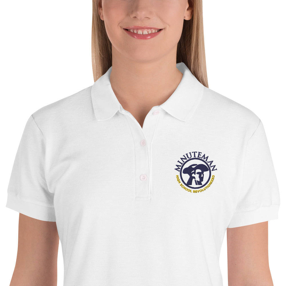 Minuteman Women's Embroidered White Polo Shirt - Full Logo